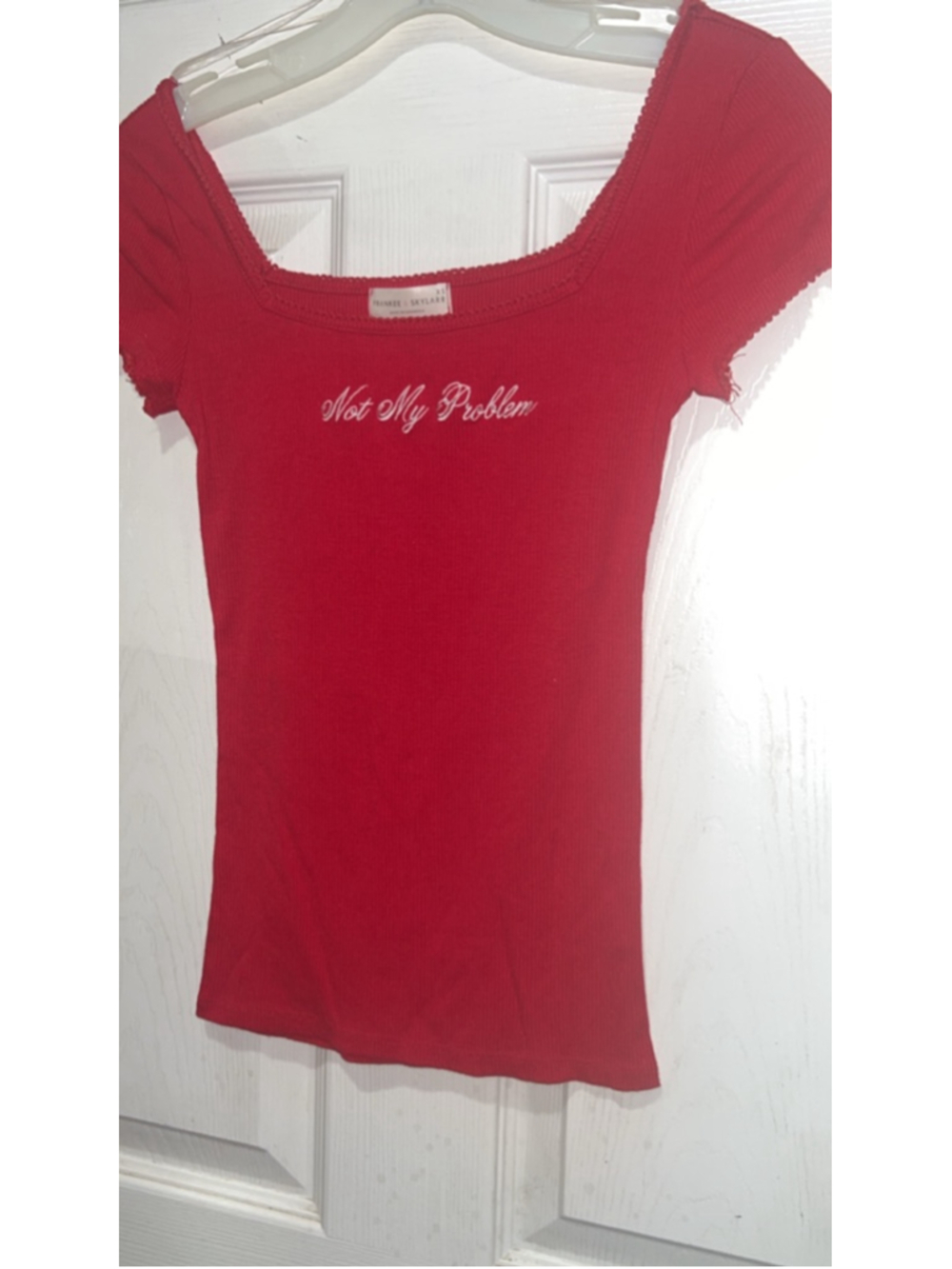 Frankee & Skylarr Red "Not My Problem" Short Sleeve Tee XS - Picture 3 of 5